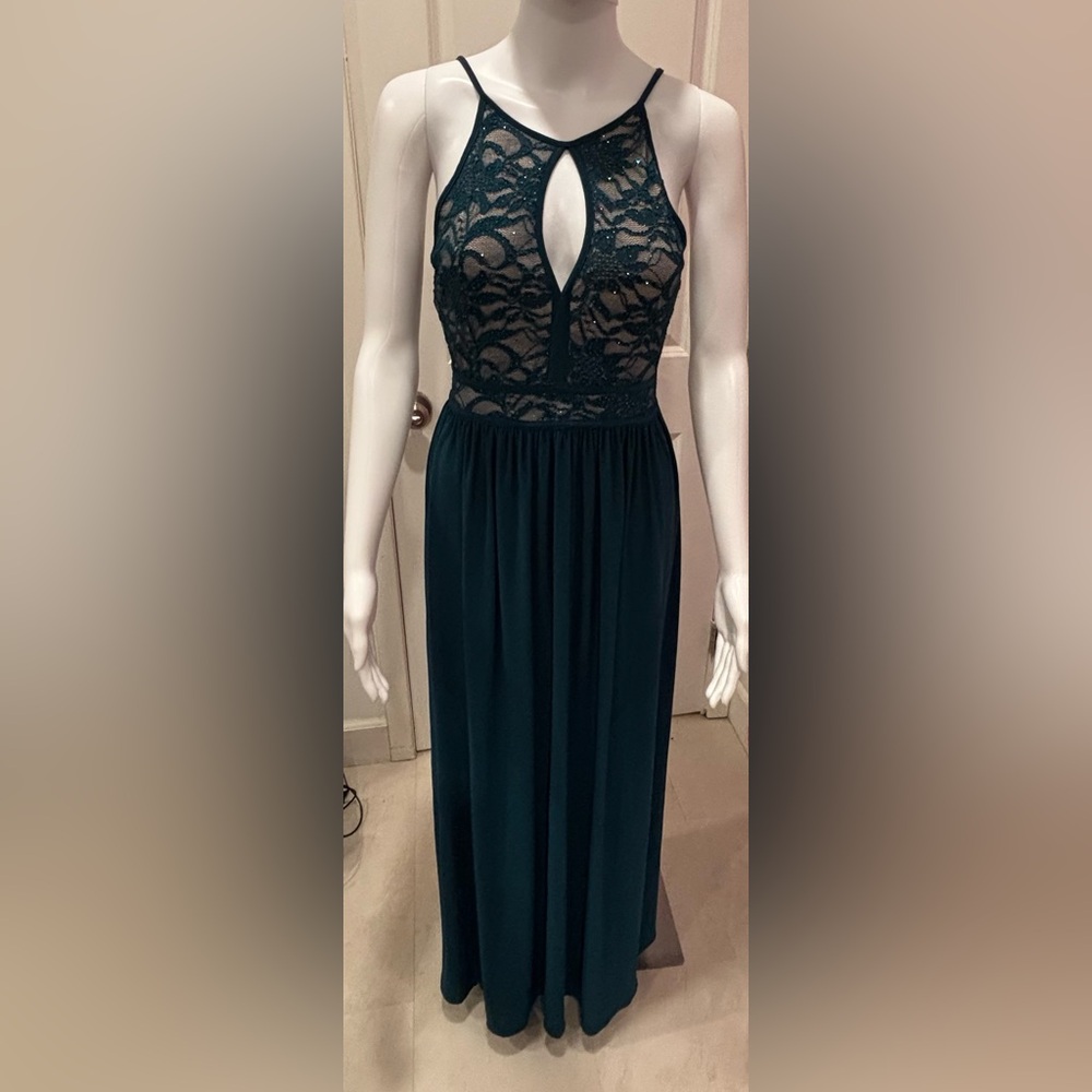Elegant Teal Lace Maxi Dress